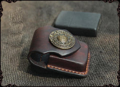 Cool Handmade Coffee Leather Mens Classic Zippo Lighter Case With Belt Loop Standard Lighter Holder for Men - iwalletsmen