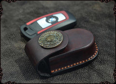 Cool Handmade Brown Leather Mens Car Key Case Car Key Holder with Belt Loop For Men - iwalletsmen