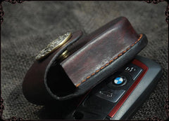 Cool Handmade Brown Leather Mens Car Key Case Car Key Holder with Belt Loop For Men - iwalletsmen