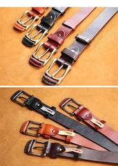 Cool Handmade Buckle Black Leather Mens Belt Dark Brown Leather Belts for Men - iwalletsmen