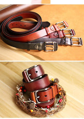 Cool Handmade Buckle Black Leather Mens Belt Dark Brown Leather Belts for Men - iwalletsmen