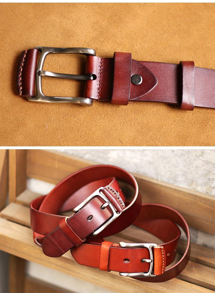 Cool Handmade Buckle Black Leather Mens Belt Dark Brown Leather Belts iwalletsmen