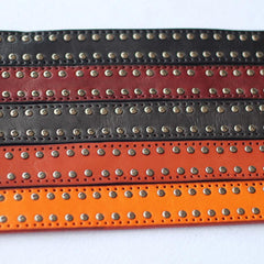 Cool Punk Rock Handmade Buckle Black Rivet Leather Mens Belts Dark Coffee Leather Belts for Men - iwalletsmen