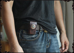 Cool Handmade Leather Mens Car Key Case Car Key Holder with Belt Loop For Men - iwalletsmen
