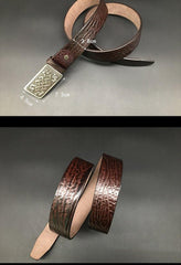 Handmade Cool Dark Brown Leather Mens Belt Coffee Leather Belt for Men - iwalletsmen