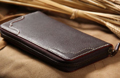 Cool Handmade Leather Mens Clutch Vintage Zipper Wallet for Men