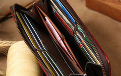 Cool Handmade Leather Mens Clutch Vintage Zipper Wallet for Men