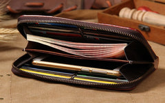 Cool Handmade Leather Mens Clutch Vintage Zipper Wallet for Men