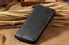 Cool Handmade Leather Mens Clutch Vintage Zipper Wallet for Men
