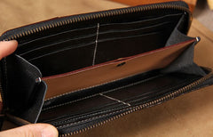 Cool Handmade Leather Mens Clutch Vintage Zipper Wallet for Men