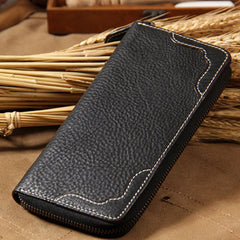 Cool Handmade Leather Mens Clutch Vintage Zipper Wallet for Men