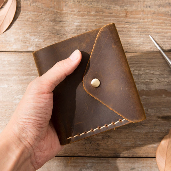 Cool Handmade Leather Mens Small Wallets Bifold Vintage billfold Wallet for Men - iwalletsmen