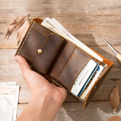 Cool Handmade Leather Mens Small Wallets Bifold Vintage billfold Wallet for Men - iwalletsmen