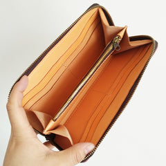 Cool Handmade Mens Blue Long Wallet Red Bifold Card Wallet Zipper Clutch Wallet For Men - iwalletsmen