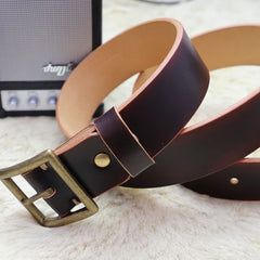 Cool Handmade Red Brown Leather Mens Belt Leather Belt for Men - iwalletsmen