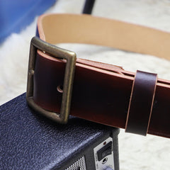 Cool Handmade Red Brown Leather Mens Belt Leather Belt for Men - iwalletsmen