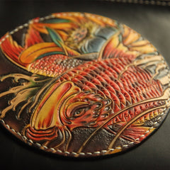 Cool Handmade Tooled Leather Monster Clutch Wallet Wristlet Bags Clutch Purse For Men - iwalletsmen