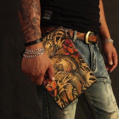 Cool Handmade Tooled Leather Carp Clutch Wallet Wristlet Bags Clutch Purse For Men - iwalletsmen