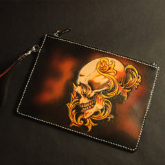 Cool Handmade Tooled Leather Carp Clutch Wallet Wristlet Bags Clutch Purse For Men - iwalletsmen