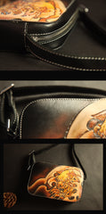 Cool Handmade Floral Tooled Leather Small Postman Bag Messenger Bag Courier Bag For Men - iwalletsmen