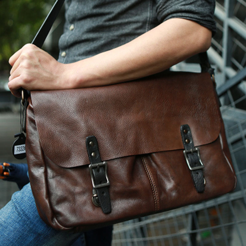 Cool Handmade Vintage Leather Mens Messenger Bags Shoulder Bag for men - iwalletsmen