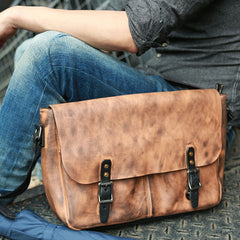 Cool Handmade Vintage Leather Mens Messenger Bags Shoulder Bag for men - iwalletsmen
