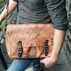 Cool Handmade Vintage Leather Mens Messenger Bags Shoulder Bag for men - iwalletsmen