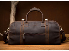 Cool Leather Mens Weekender Bag Shoulder Travel Bag Duffle Bag Coffee luggage Bag for Men - iwalletsmen