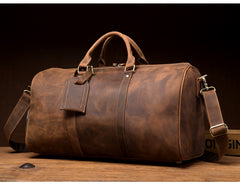 Cool Brown Mens Leather 15 inches Weekender Bag Travel Shoulder Bags Duffle  Luggae Bag for Men - iwalletsmen