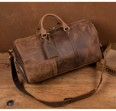 Cool Brown Mens Leather 15 inches Weekender Bag Travel Shoulder Bags Duffle  Luggae Bag for Men - iwalletsmen