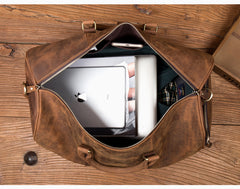 Cool Brown Mens Leather 15 inches Weekender Bag Travel Shoulder Bags Duffle  Luggae Bag for Men - iwalletsmen
