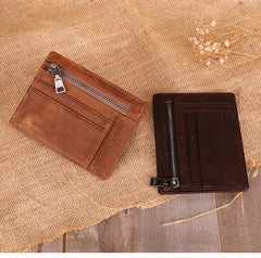 Cool Leather RFID Slim Zipper Wallet billfold Small Wallet Front Pocket Wallet Card Wallets For Men - iwalletsmen