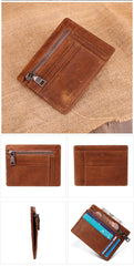 Cool Leather RFID Slim Zipper Wallet billfold Small Wallet Front Pocket Wallet Card Wallets For Men - iwalletsmen