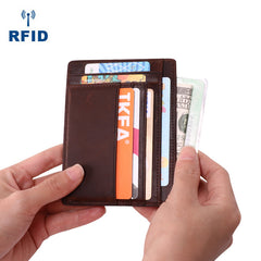 Cool Leather RFID Slim Zipper Wallet billfold Small Wallet Front Pocket Wallet Card Wallets For Men - iwalletsmen
