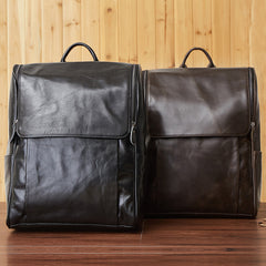 Cool Leather Black Mens Large Brown Backpacks Travel Backpack 14inch Laptop Backpack for Men - iwalletsmen