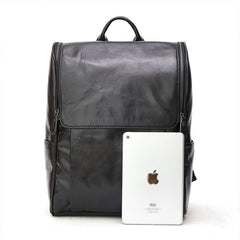 Cool Leather Black Mens Large Brown Backpacks Travel Backpack 14inch Laptop Backpack for Men - iwalletsmen
