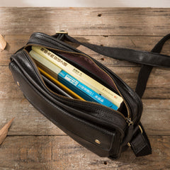 Cool Leather Black Mens Messenger Bag Vintage Shoulder Bag  for Men - iwalletsmen
