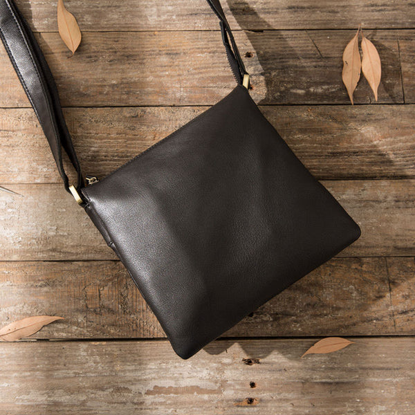 Cool Leather Black Mens Messenger Bags Vintage Shoulder Bags  for Men - iwalletsmen