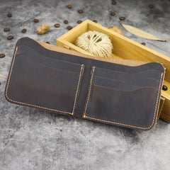 Cool Leather Brown Men's Small Wallet billfold Bifold Wallet Front Pocket Wallet For Men - iwalletsmen