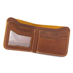 Cool Leather Brown Men's Small Wallet billfold Bifold Wallet Front Pocket Wallet For Men - iwalletsmen