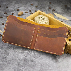 Cool Leather Brown Men's Small Wallet billfold Bifold Wallet Front Pocket Wallet For Men - iwalletsmen