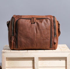 Cool Leather Brown Mens Messenger Bags Vintage Shoulder Bag  for Men - iwalletsmen