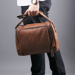 Cool Leather Brown Mens Messenger Bags Vintage Shoulder Bag  for Men - iwalletsmen