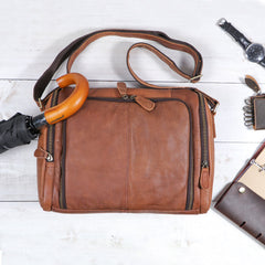 Cool Leather Brown Mens Messenger Bags Vintage Shoulder Bag  for Men - iwalletsmen