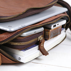 Cool Leather Brown Mens Messenger Bags Vintage Shoulder Bag  for Men - iwalletsmen