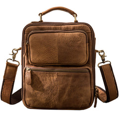 Cool Leather Brown Small Mens Messenger Bag Vintage Shoulder Bag  for Men - iwalletsmen