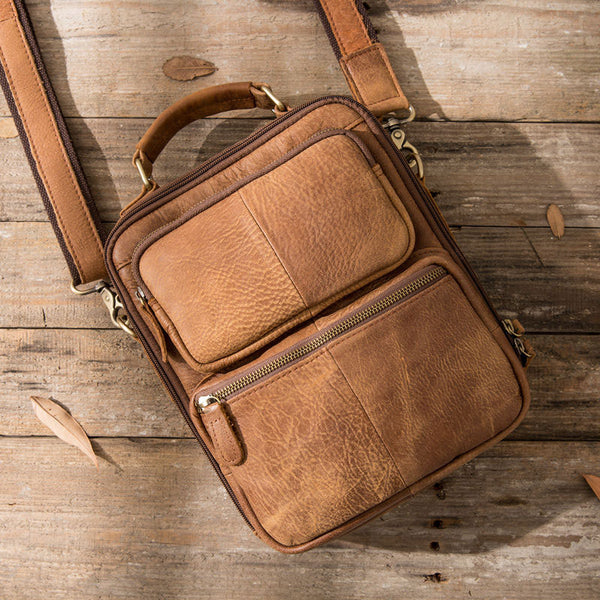 Cool Leather Brown Small Mens Messenger Bag Vintage Shoulder Bag  for Men - iwalletsmen