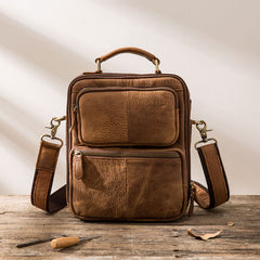 Cool Leather Brown Small Mens Messenger Bag Vintage Shoulder Bag  for Men - iwalletsmen