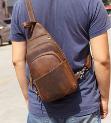 Cool Leather Chest Bag Sling Bag Sling Crossbody Bag Sling Travel Bag Sling Hiking Bags For Men - iwalletsmen