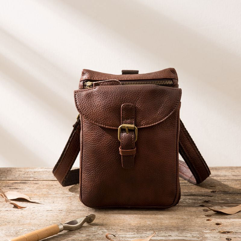 Cool Leather Coffee Belt Pouches Mens Waist Bag Shoulder Bag for Men - iwalletsmen